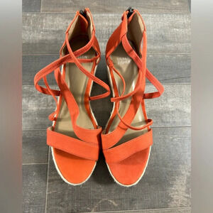 NEW Eileen Fisher Leather Wedge Espadrille Sandals